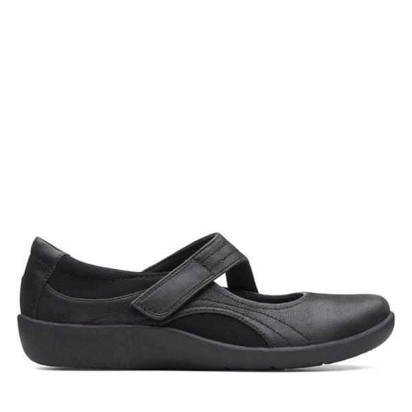 Clarks Womens Sillian Bella Flat Shoes Black | CA-7804962